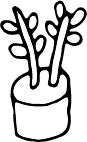 a simple black and white drawing of a zz plant